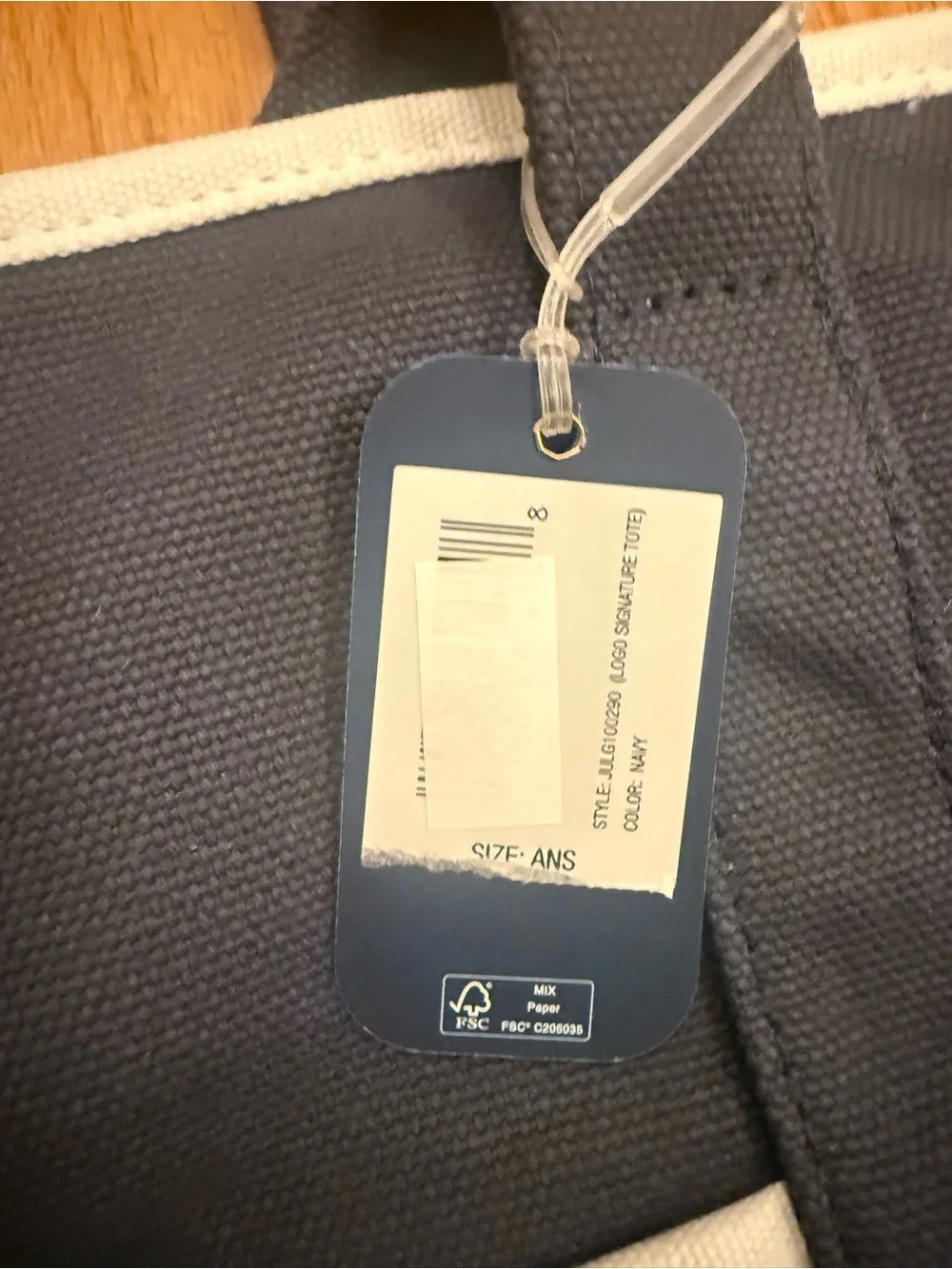 johnnie-O Logo Signature Tote Navy Canvas Duffel Tote with White Trim NWT